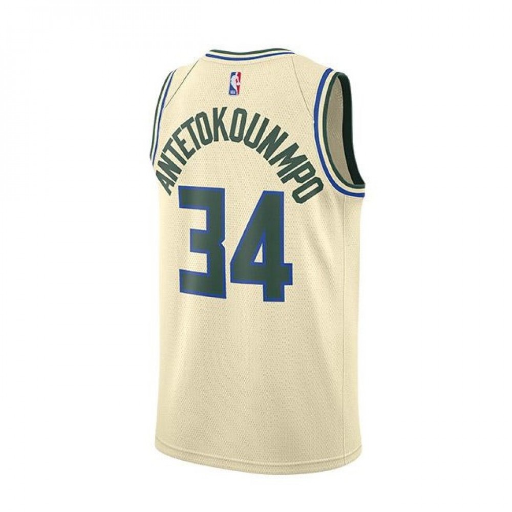 Men's Milwaukee Bucks Giannis Antetokounmpo #34 Cream City Swingman Jersey - City Edition-Pro Kit Vault | Brand New 26/27 Sports Jerseys